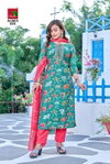 Monica By Chhaya Printed Silk Embroidery Kurti With Bottom Dupatta Wholesalers In Delhi